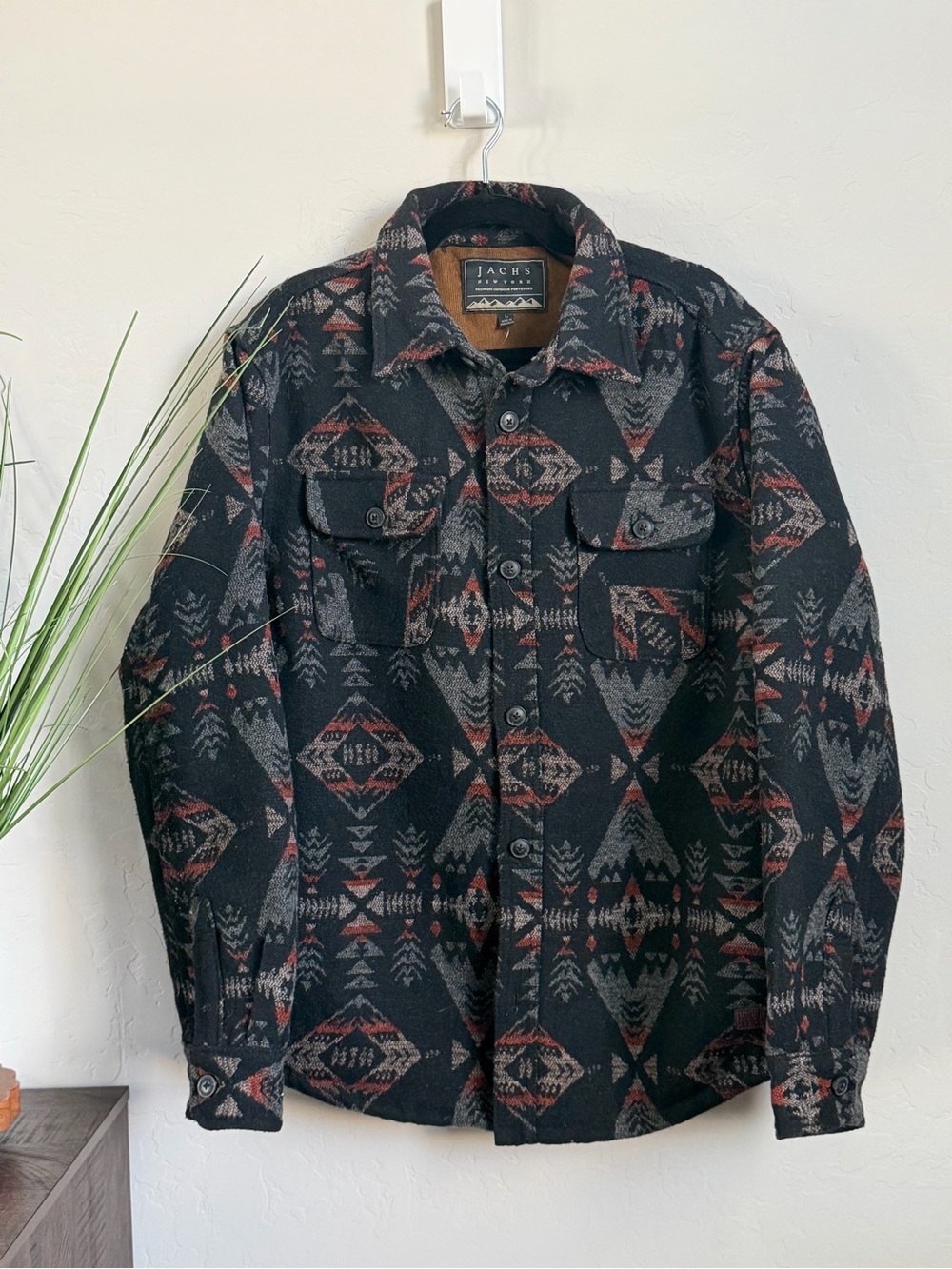 Jachs New York Sherpa Lined Aztec Shirt Jacket Shacket Mens Large